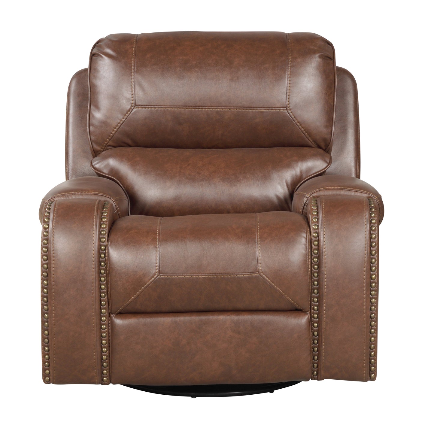 Achern Brown Leather-Air Nailhead Manual Reclining Living Room Collection