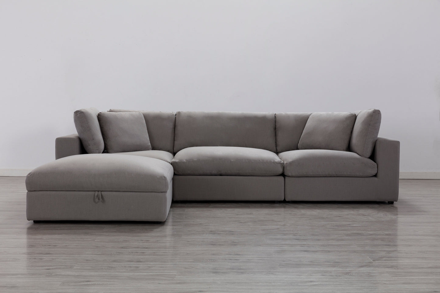 Rivas Contemporary Feather Fill 5-Piece Modular Sectional Sofa with Ottoman, Graphite