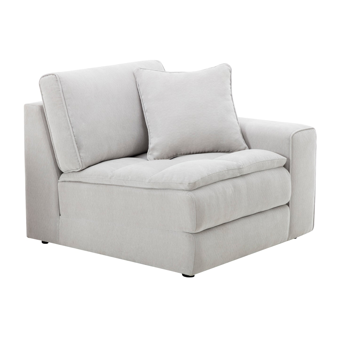 Breton Contemporary Fabric Tufted Modular Sectional Sofa with Ottoman, Oyster