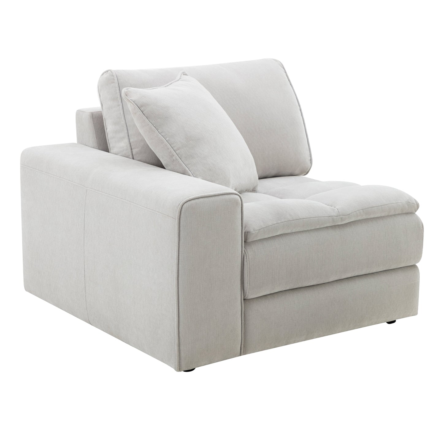 Breton Contemporary Fabric Tufted Modular Sectional Sofa with Ottoman, Oyster
