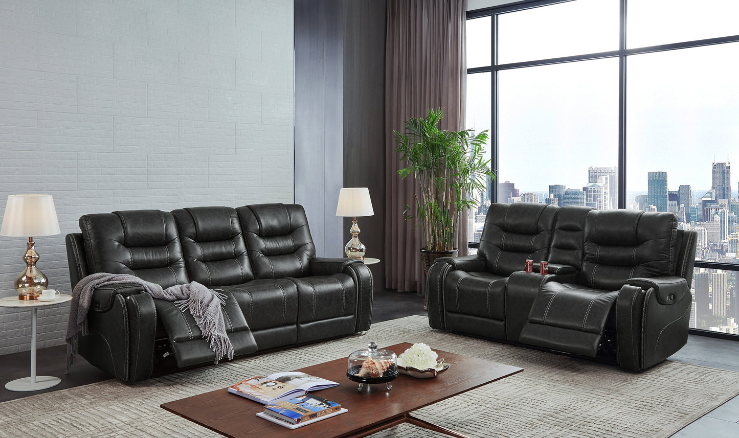 Rowena Contemporary Faux Leather Reclining Living Room Collection, Smoke