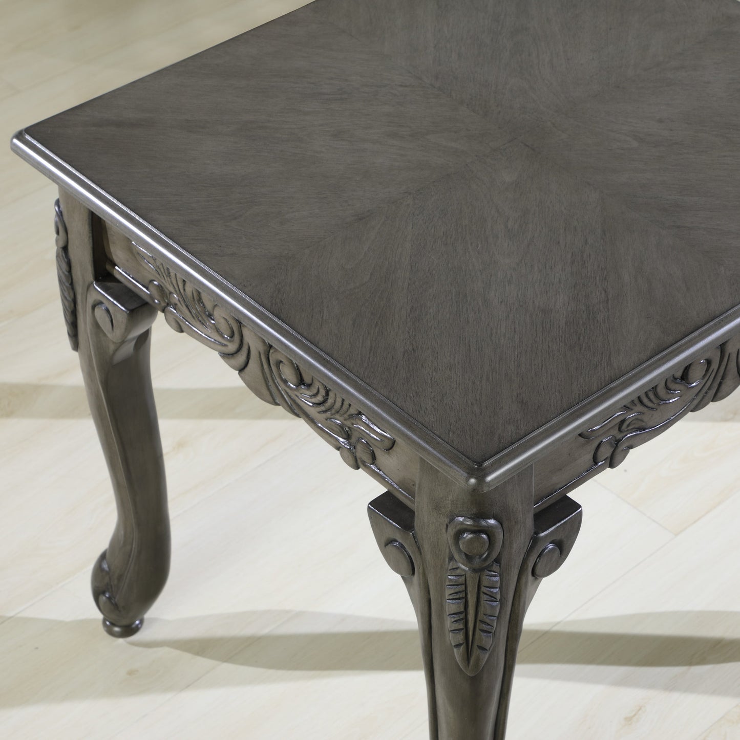 Traditional Ornate Detailing Gray Finish Coffee Table