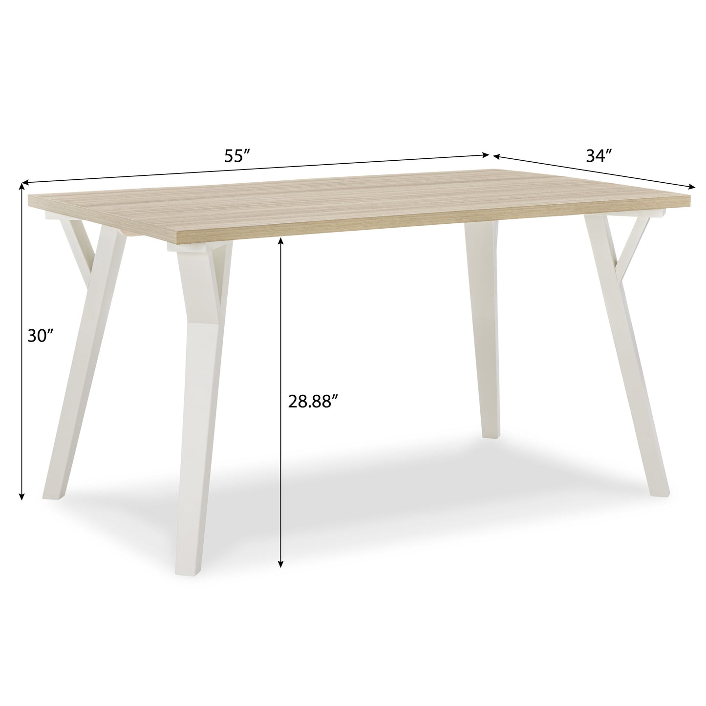 Roundhill Furniture Alwynn Contemporary Rectangular Dining Table, White and Natural Wood