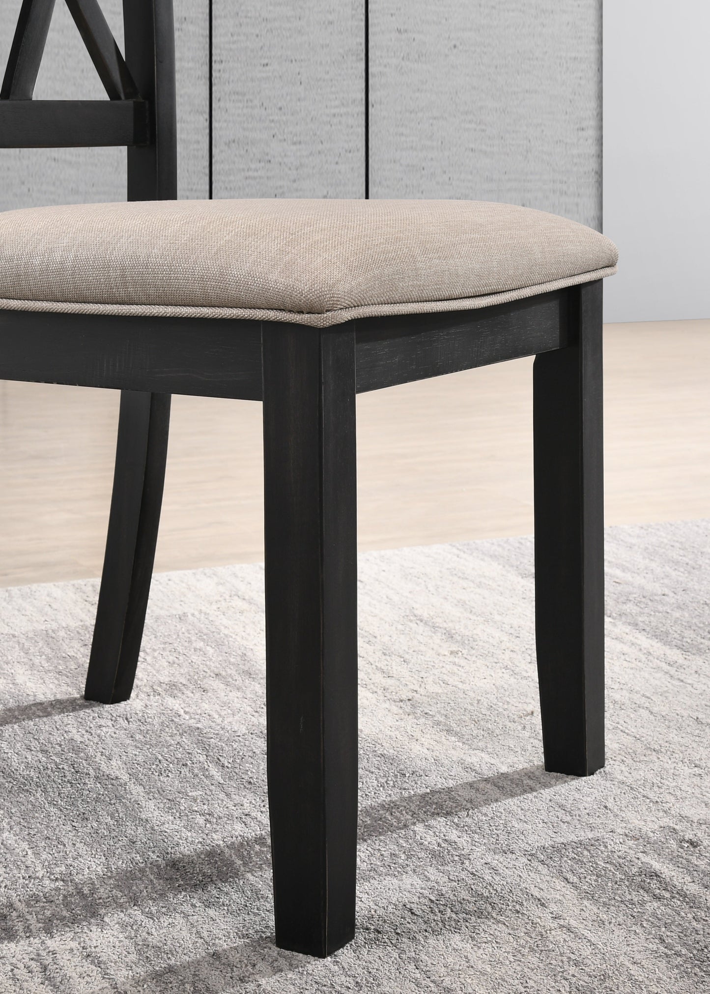 Hensfield Contemporary 7-Piece Dining Set, Dining Table with 6 Cross-back Chairs, Rich Black