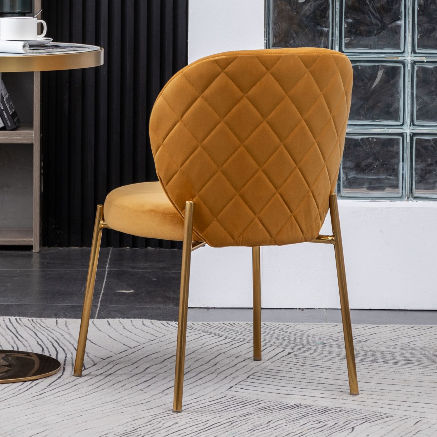 Roundhill Furniture Amoa Contemporary Dining Set, White Round Dining Table with 4 Chairs, 5-Piece
