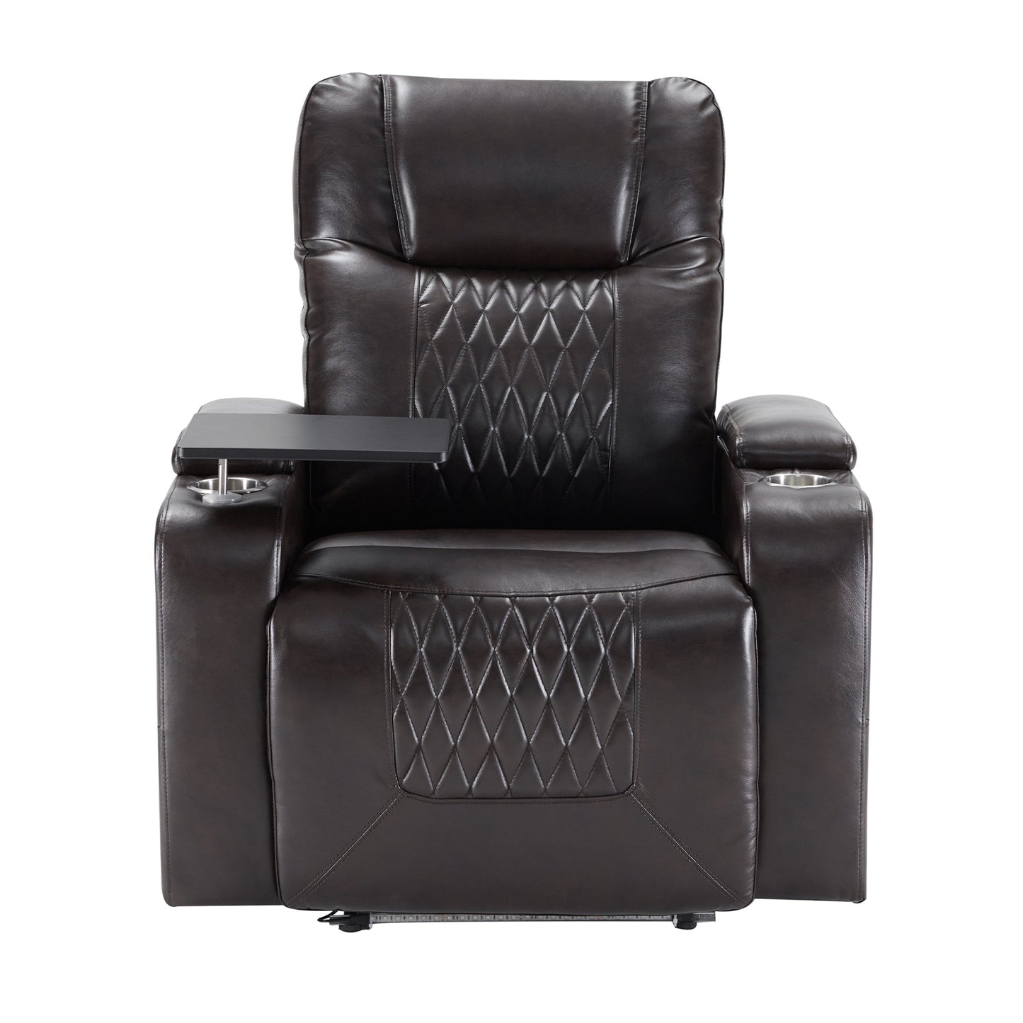 Power Motion Recliner with USB Charging Port and Hidden Arm Storage 2 Convenient Cup Holders Design and 360?? Swivel Tray Table, Black