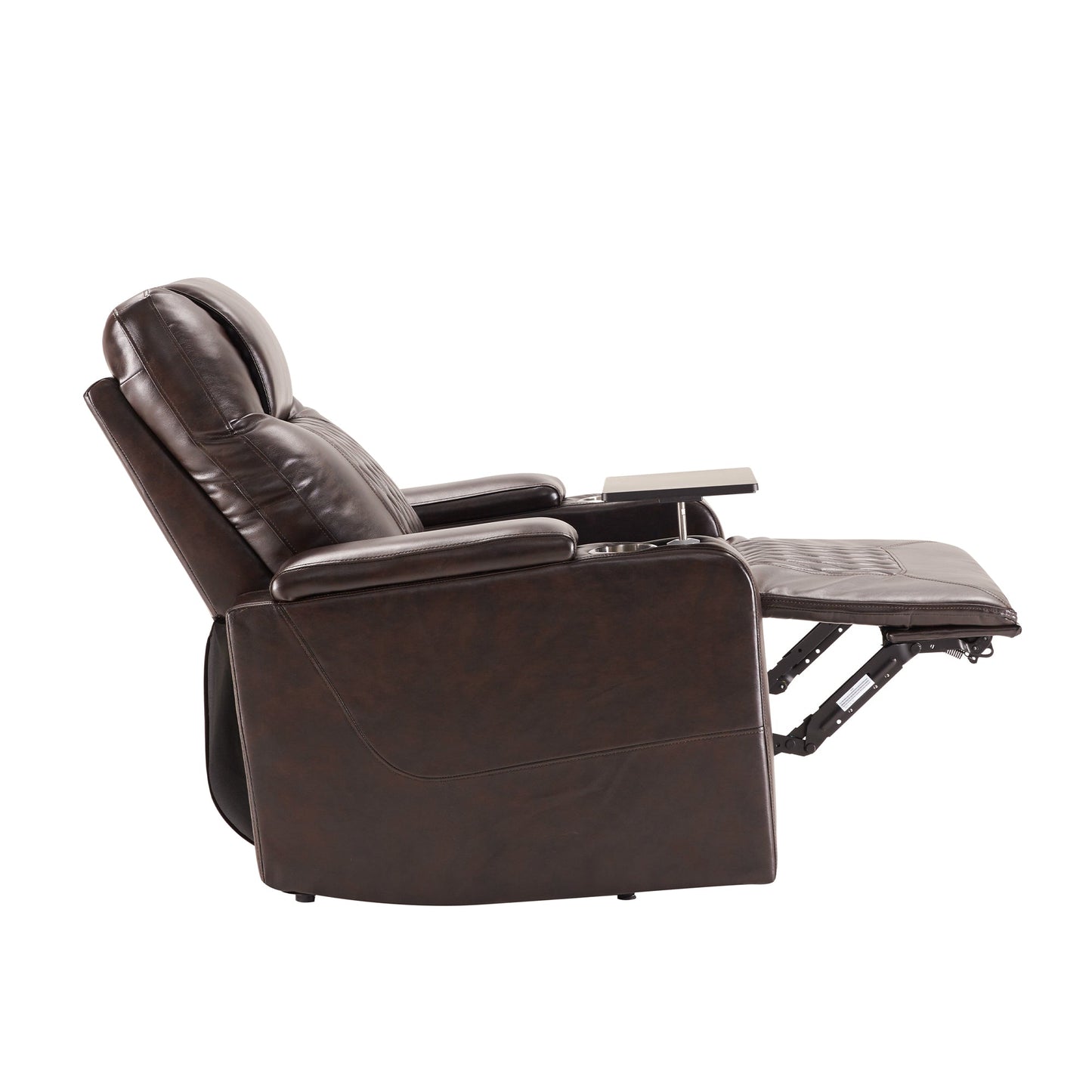 Power Motion Recliner with USB Charging Port and Hidden Arm Storage 2 Convenient Cup Holders Design and 360?? Swivel Tray Table, Brown