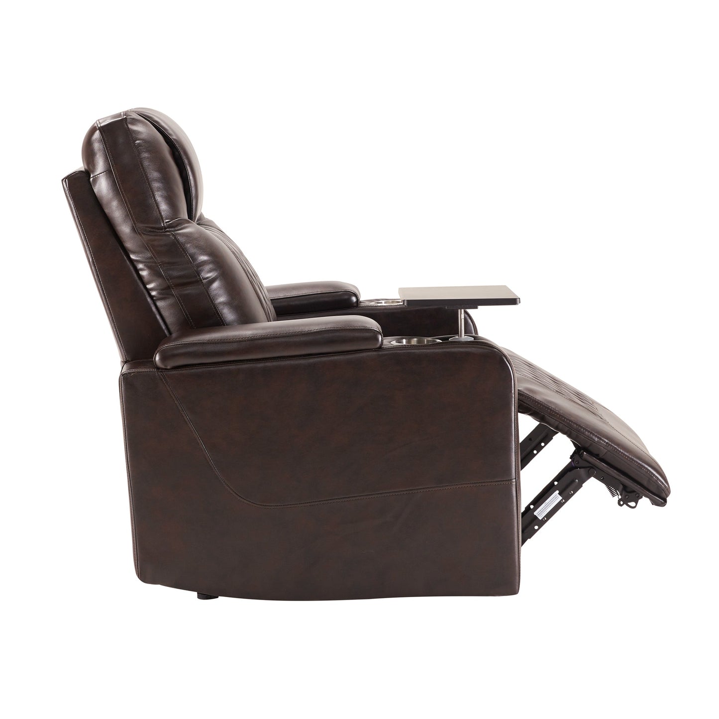 Power Motion Recliner with USB Charging Port and Hidden Arm Storage 2 Convenient Cup Holders Design and 360?? Swivel Tray Table, Brown