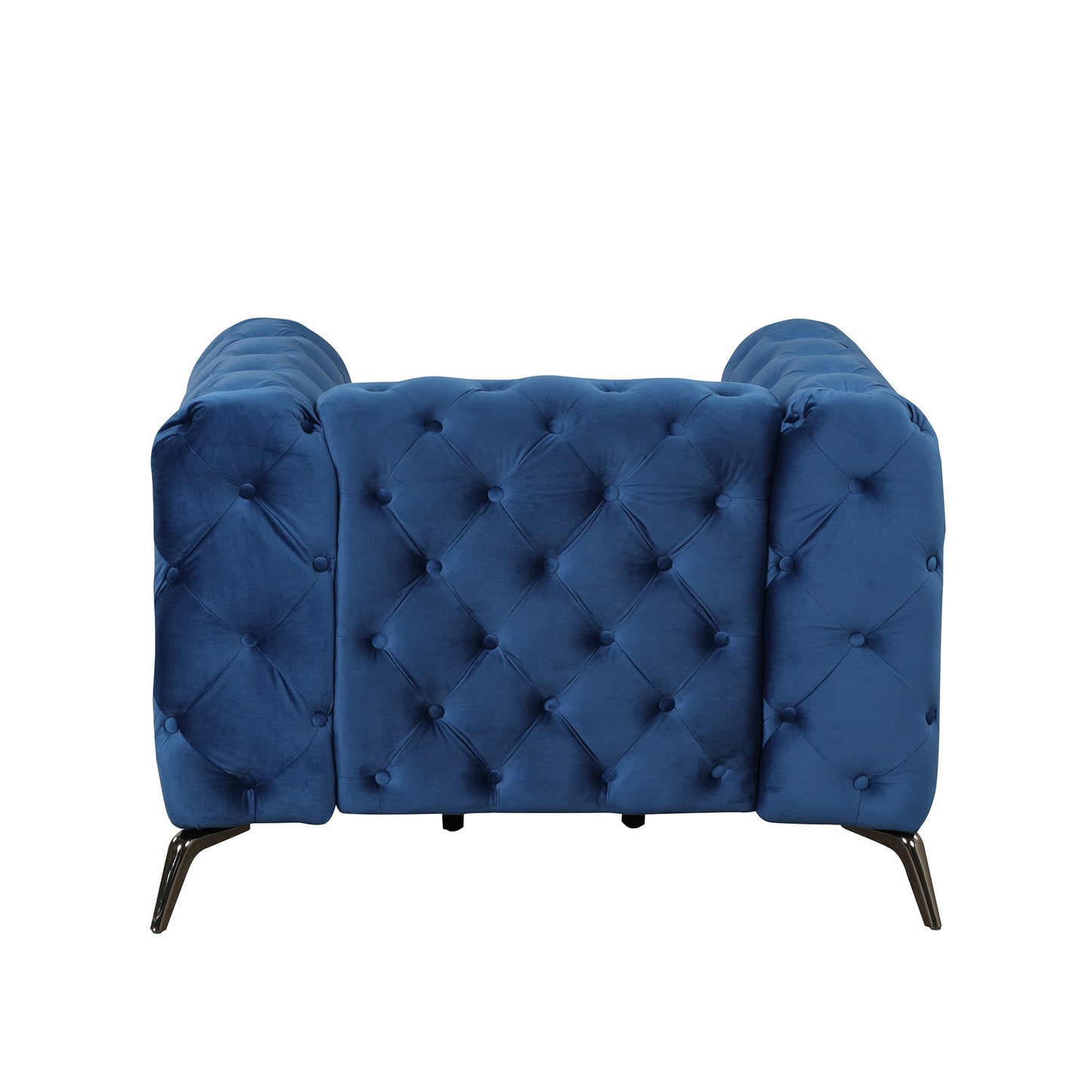 Velvet Upholstered Accent Chair with Button Tufted Back, Ideal for Living Room, Bedroom, or Small Spaces - 40.5 Inch, Blue