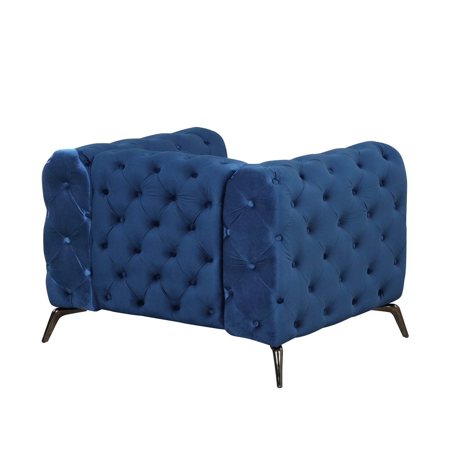 Velvet Upholstered Accent Chair with Button Tufted Back, Ideal for Living Room, Bedroom, or Small Spaces - 40.5 Inch, Blue