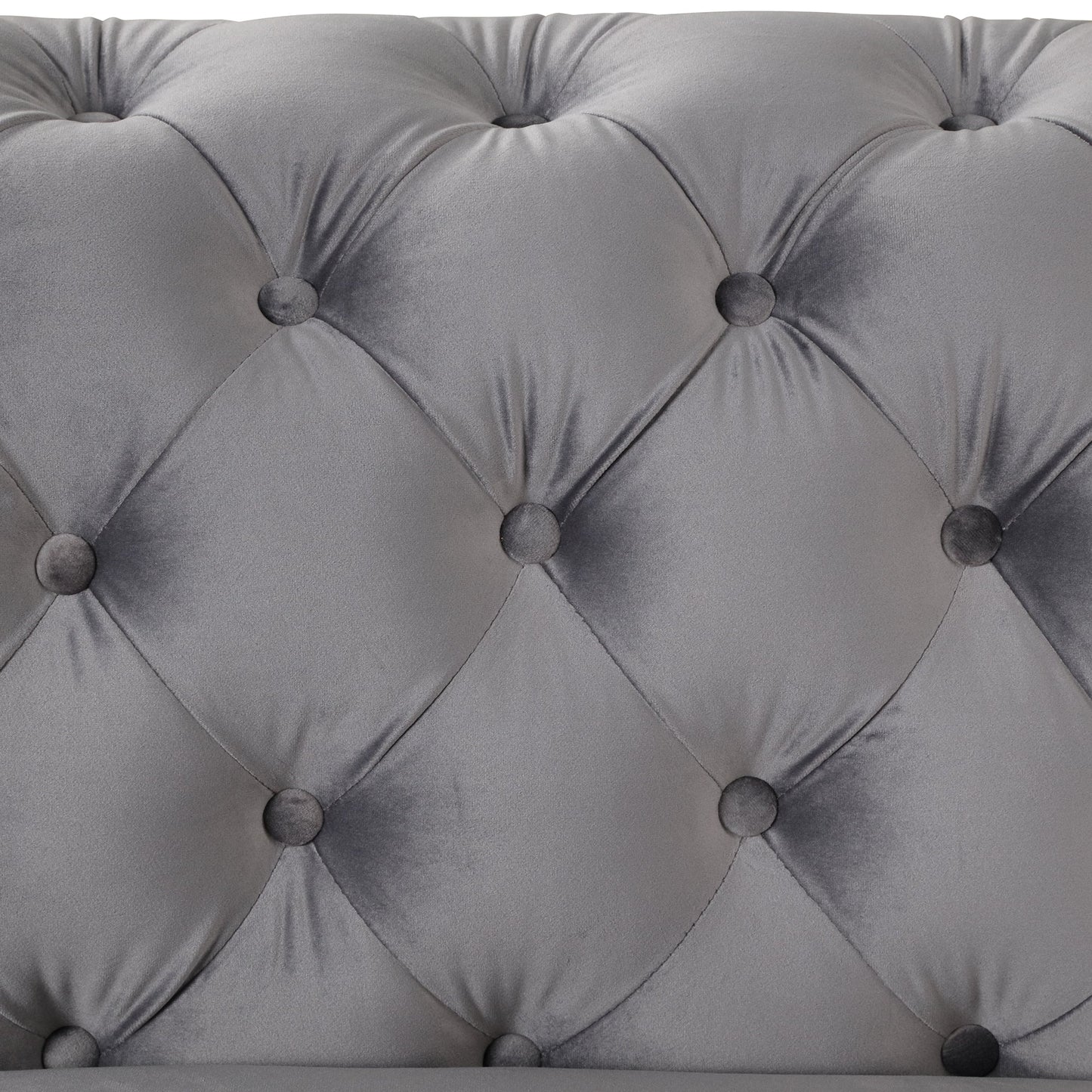 Velvet Upholstered Accent Chair with Button Tufted Back, Ideal for Living Room, Bedroom, or Small Spaces - 40.5 Inch, Gray