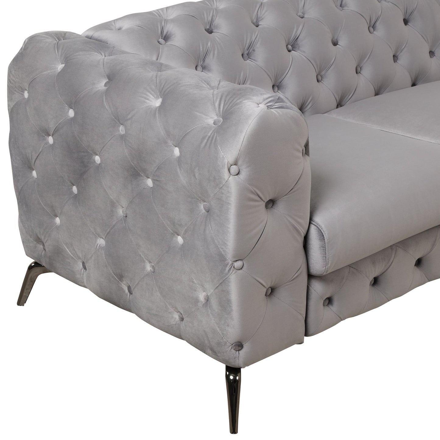 Velvet Upholstered Accent Chair with Button Tufted Back, Ideal for Living Room, Bedroom, or Small Spaces - 40.5 Inch, Gray