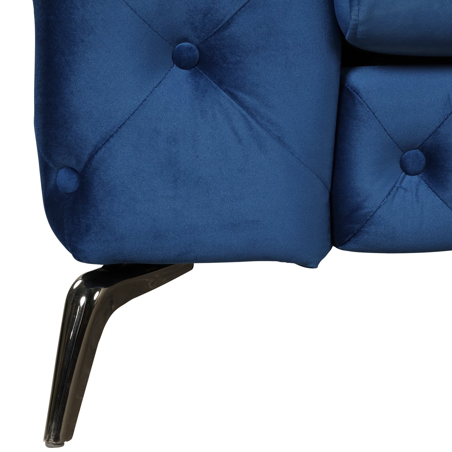 Velvet Upholstered Accent Chair with Button Tufted Back, Ideal for Living Room, Bedroom, or Small Spaces - 40.5 Inch, Blue