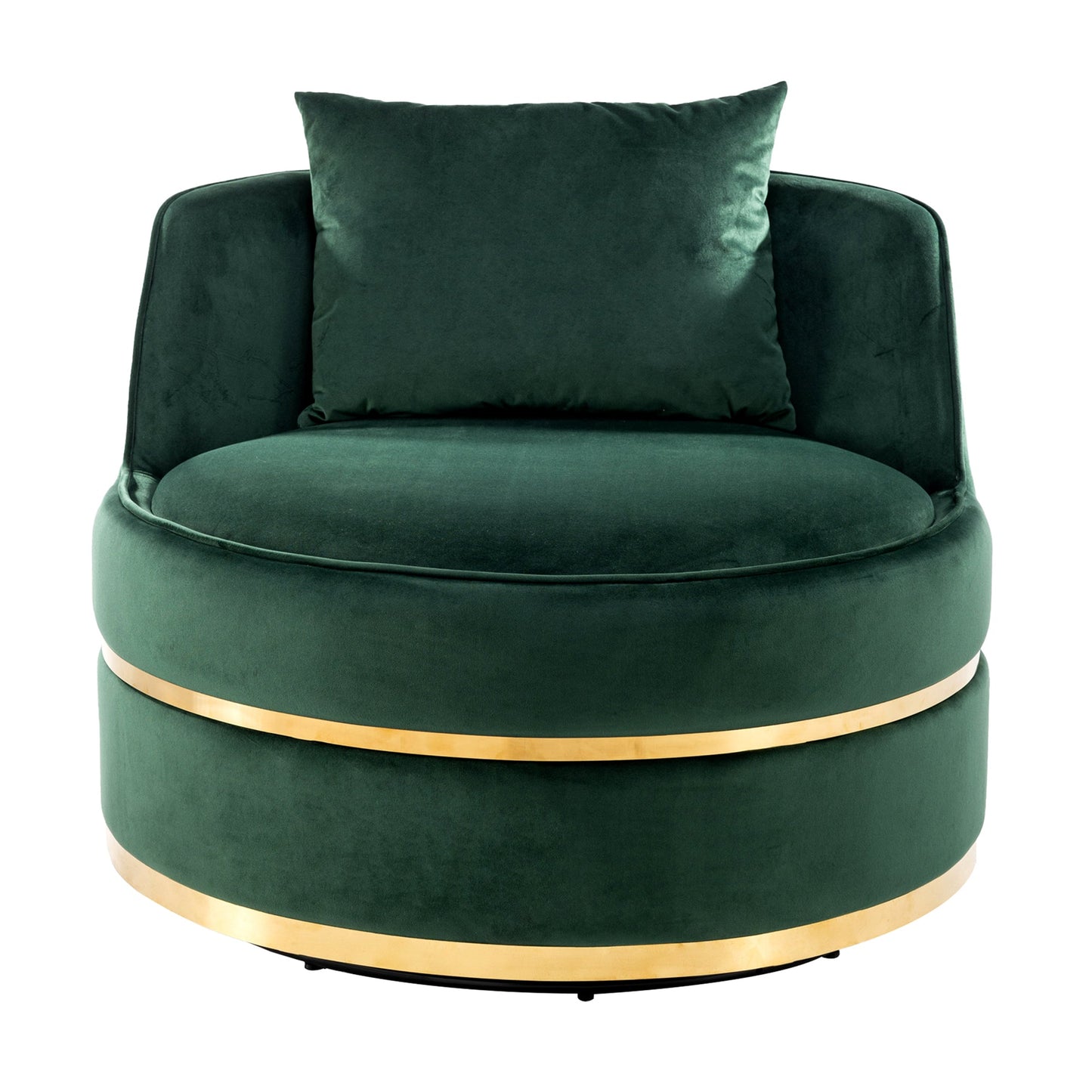 360 Degree Swivel Velvet Accent Chair, Barrel Chair Over-Sized Soft Chair with Seat Cushion, Green