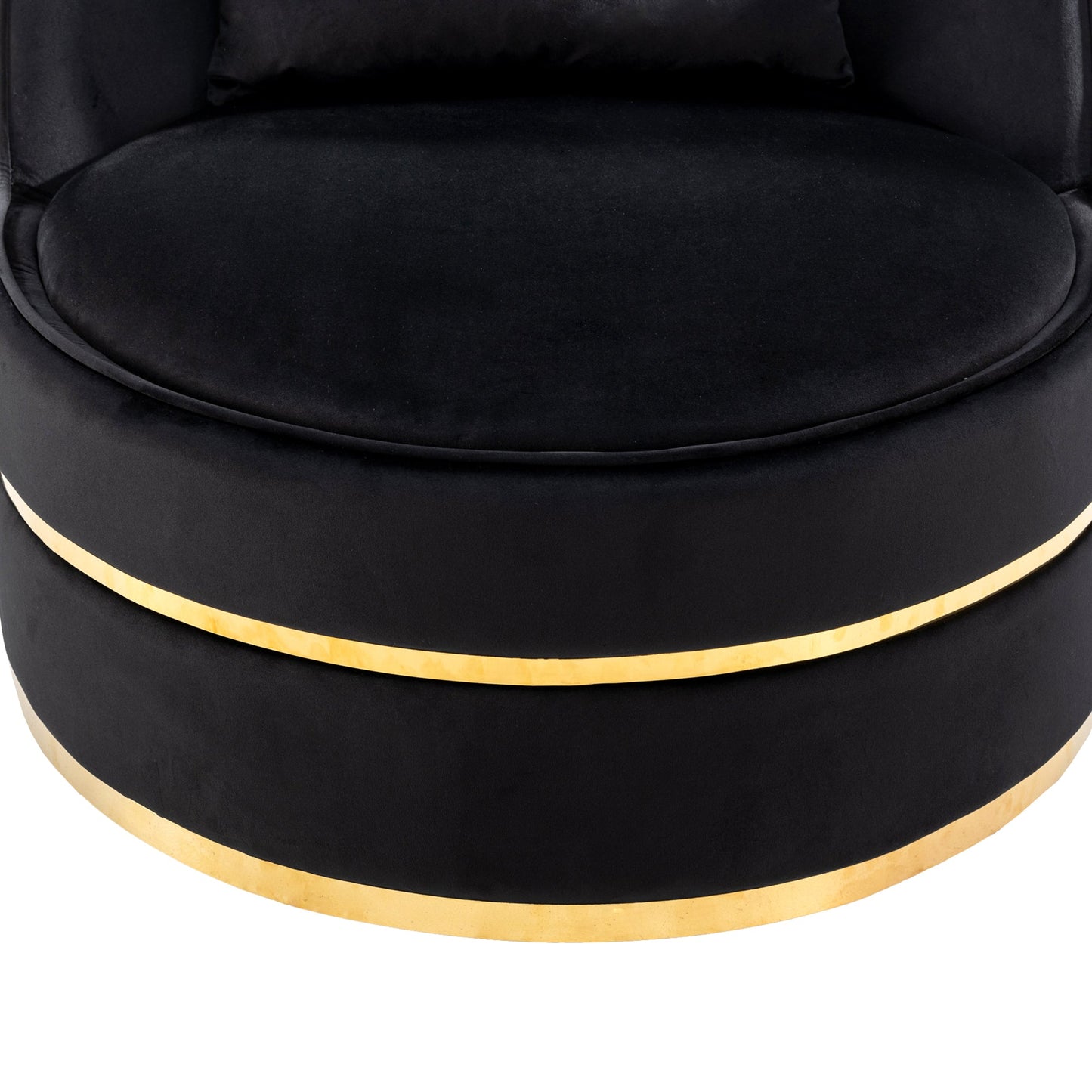360 Degree Swivel Velvet Accent Chair, Barrel Chair Over-Sized Soft Chair with Seat Cushion, Black