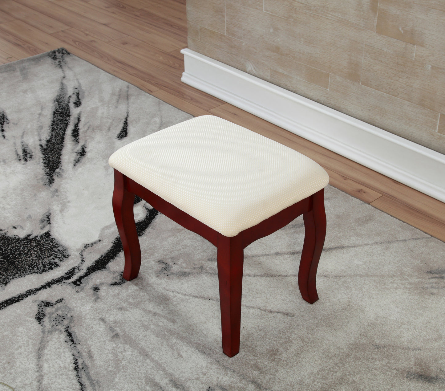 Roundhill Furniture Ashley Wood Make-Up Vanity Table and Stool Set, Cherry
