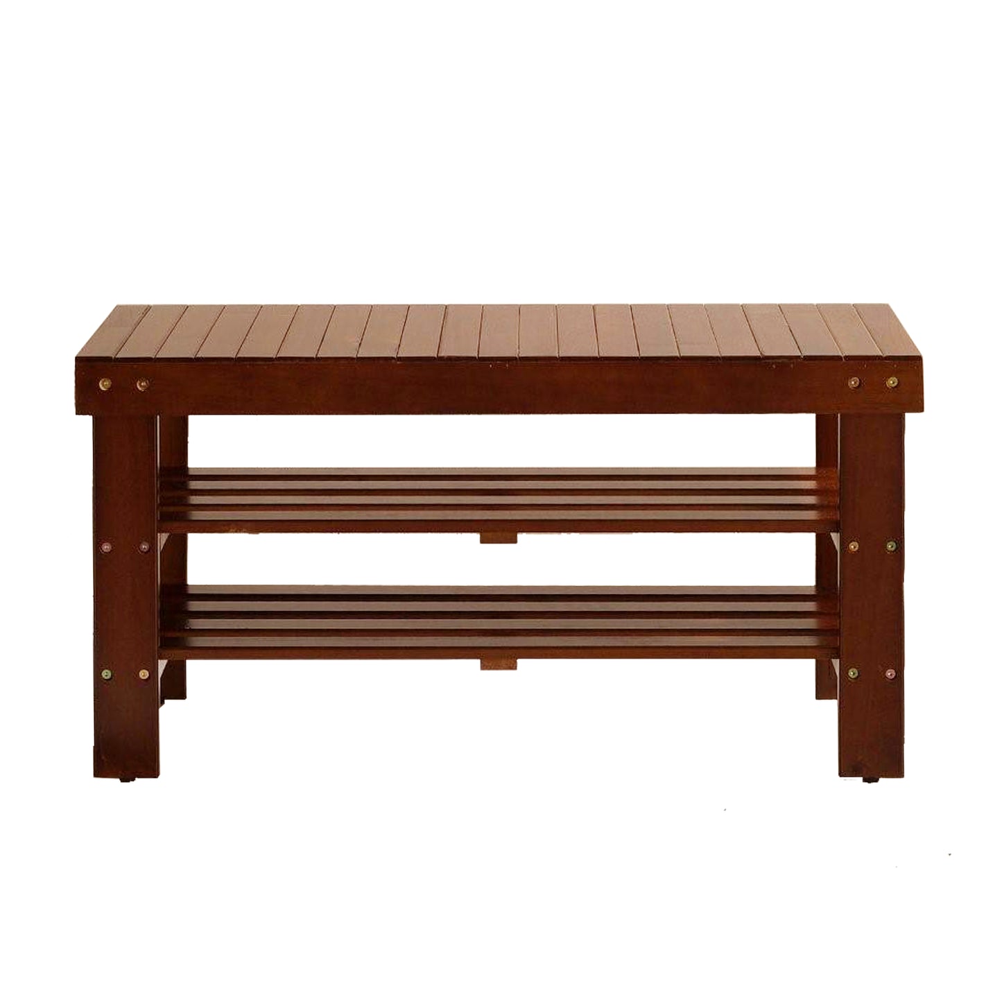 Roundhill Furniture Pina Quality Solid Wood Shoe Bench, Cherry Finish