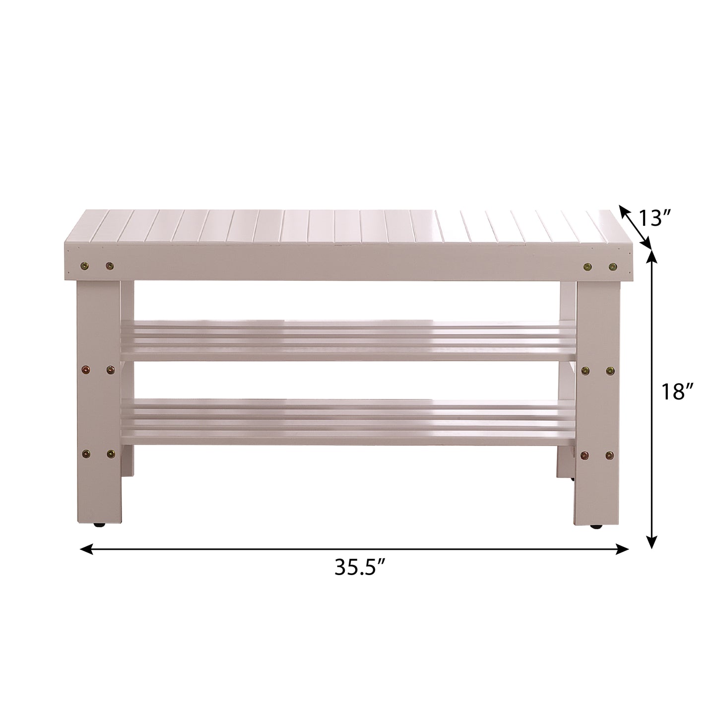 Roundhill Furniture Pina Quality Solid Wood Shoe Bench, White Finish