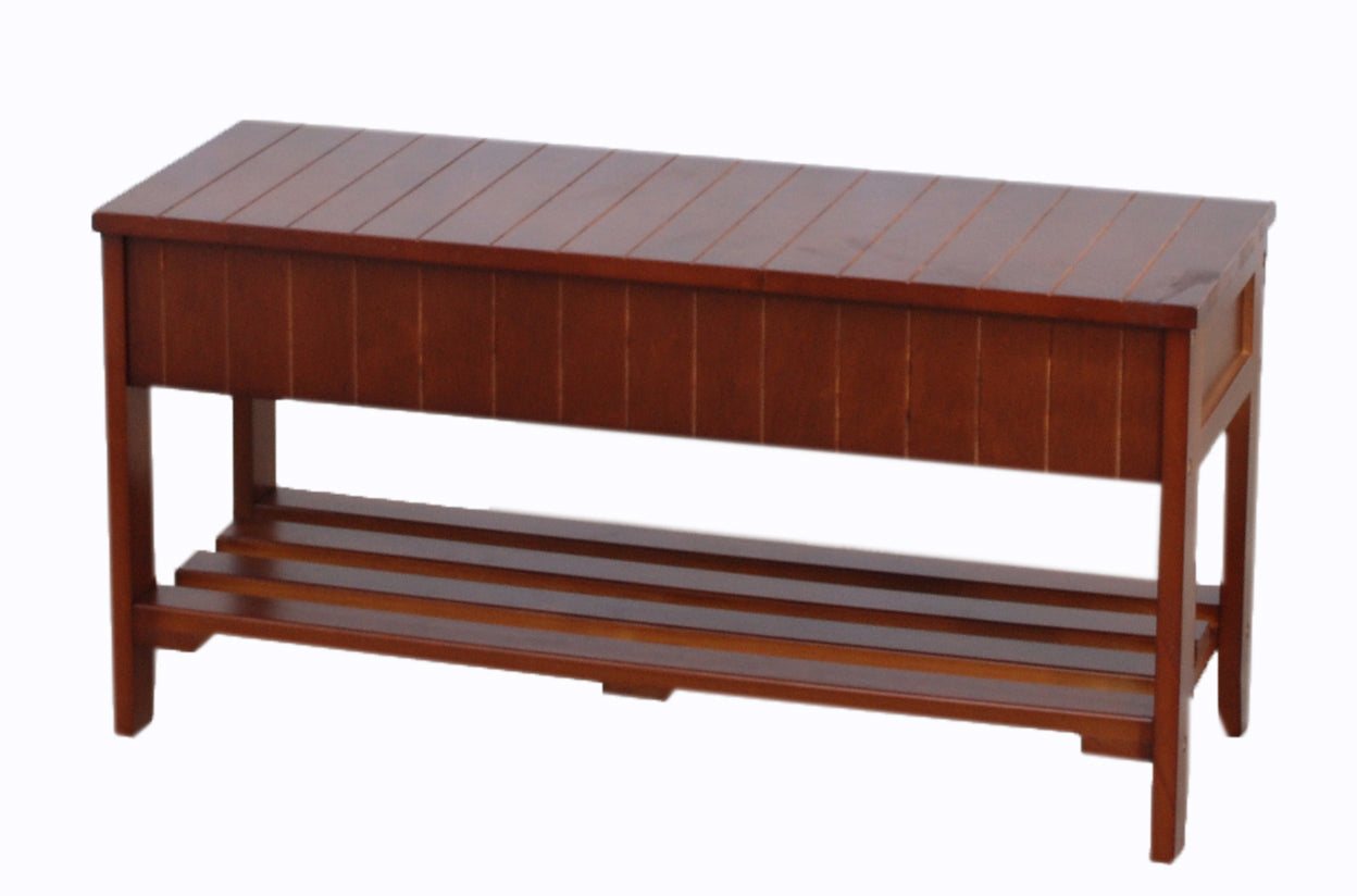 Roundhill Quality Solid Wood Shoe Bench with Storage, Cherry