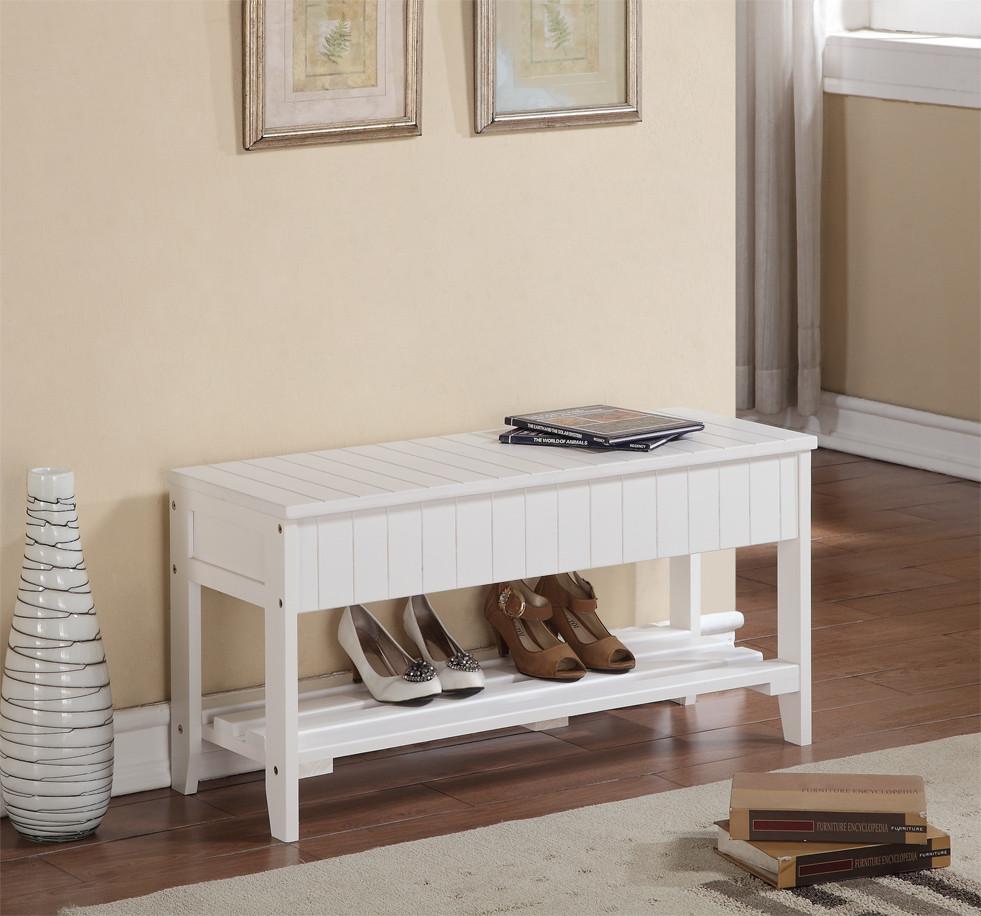 Roundhill Quality Solid Wood Storage Shoe Bench