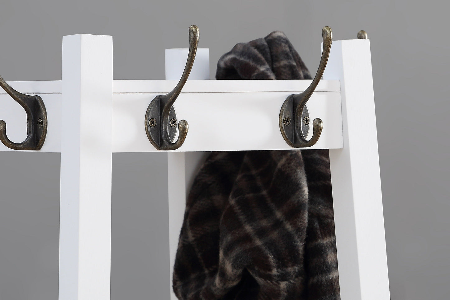 Roundhill Furniture Vassen Coat Rack w/ 3-Tier Storage Shelves - White Finish