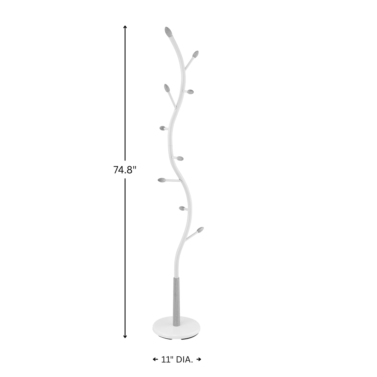 Arles Metal White and Oak Standing Coat Rack