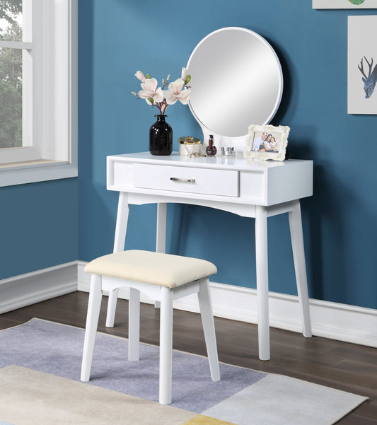 Roundhill Furniture Maly Contemporary Wood Vanity and Stool Set