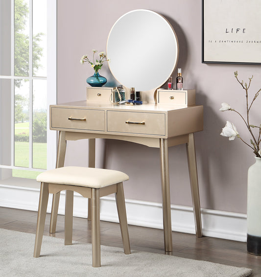 Roundhill Furniture Liannon Contemporary Wood Vanity and Stool Set