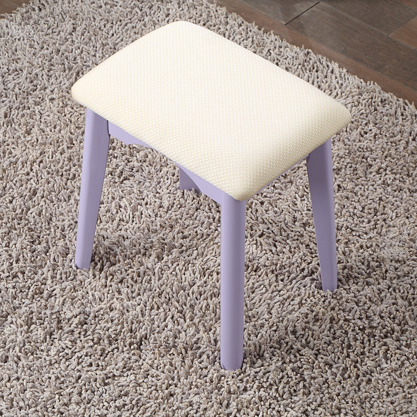 Roundhill Furniture Liannon Contemporary Wood Vanity and Stool Set, Purple