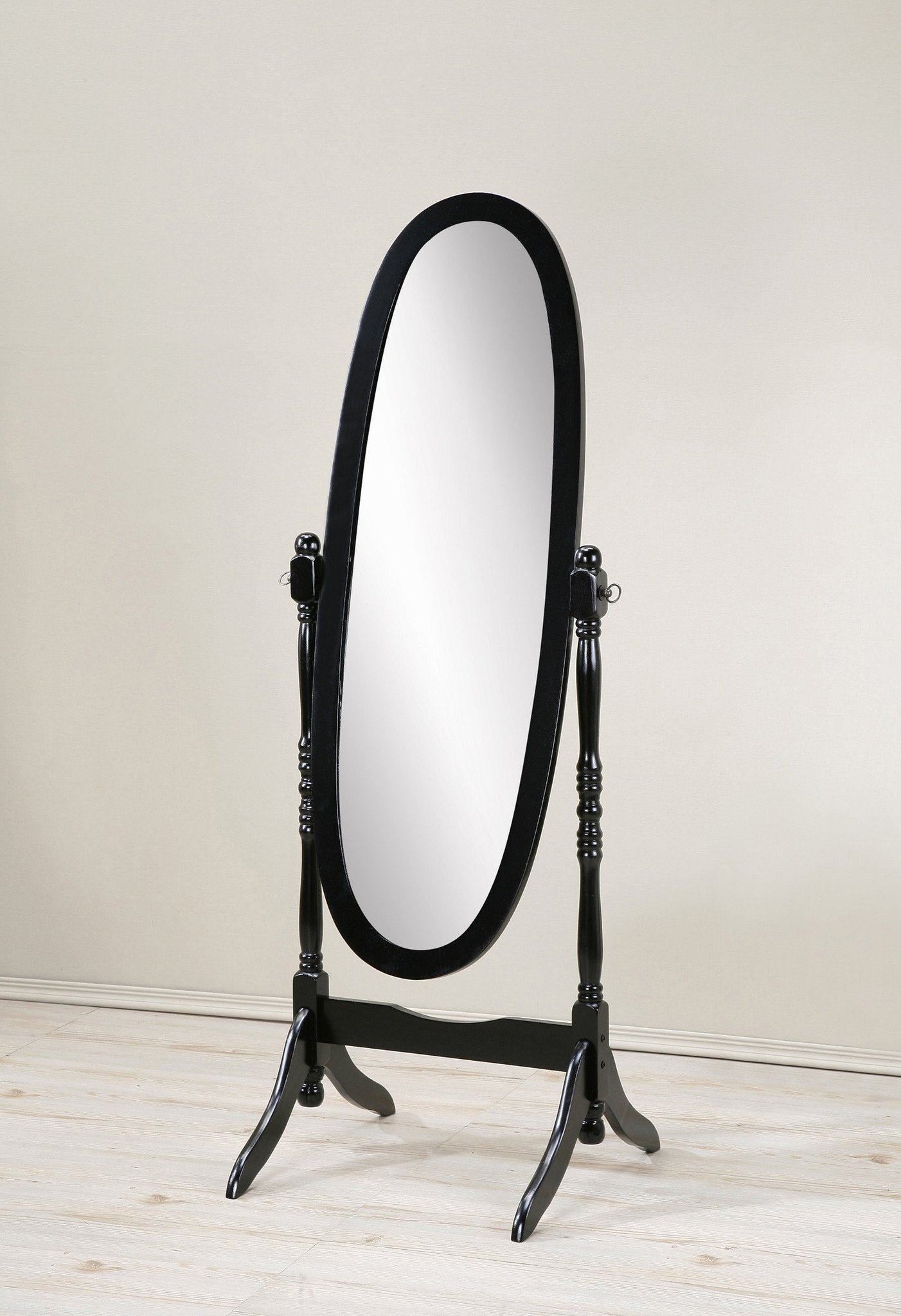 Roundhill Furniture Traditional Queen Anna Style Wood Floor Cheval Mirror, Black