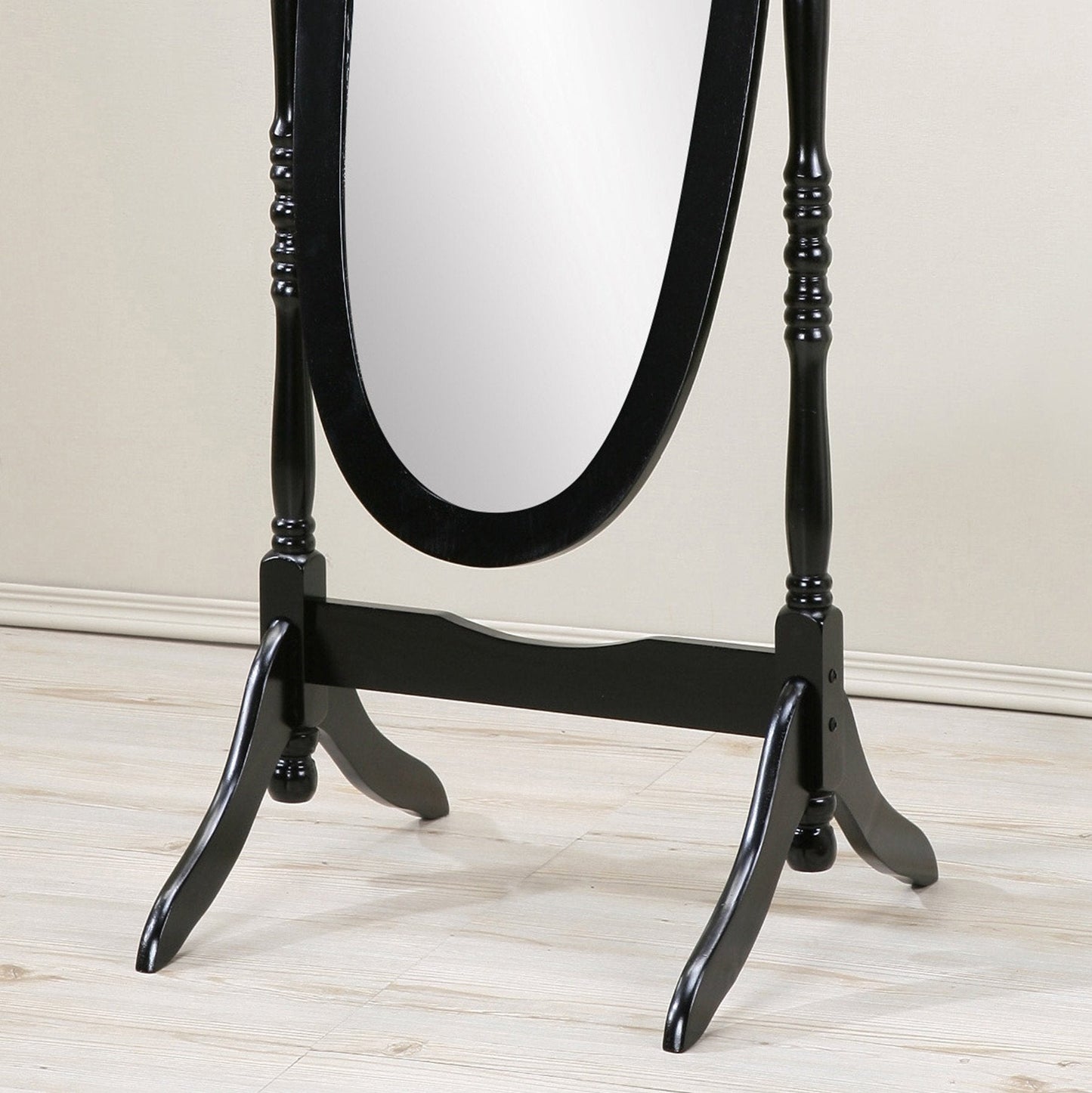 Roundhill Furniture Traditional Queen Anna Style Wood Floor Cheval Mirror, Black