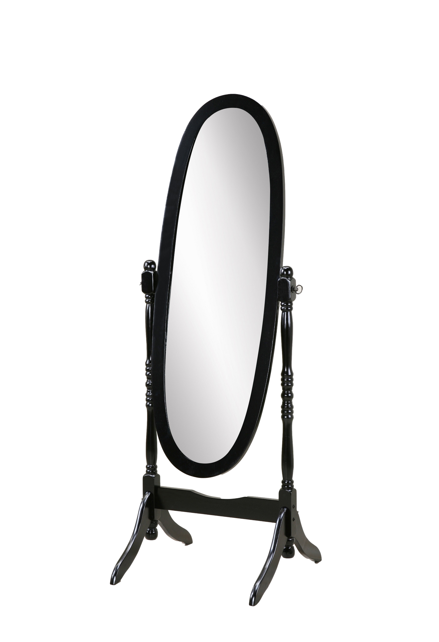 Roundhill Furniture Traditional Queen Anna Style Wood Floor Cheval Mirror, Black