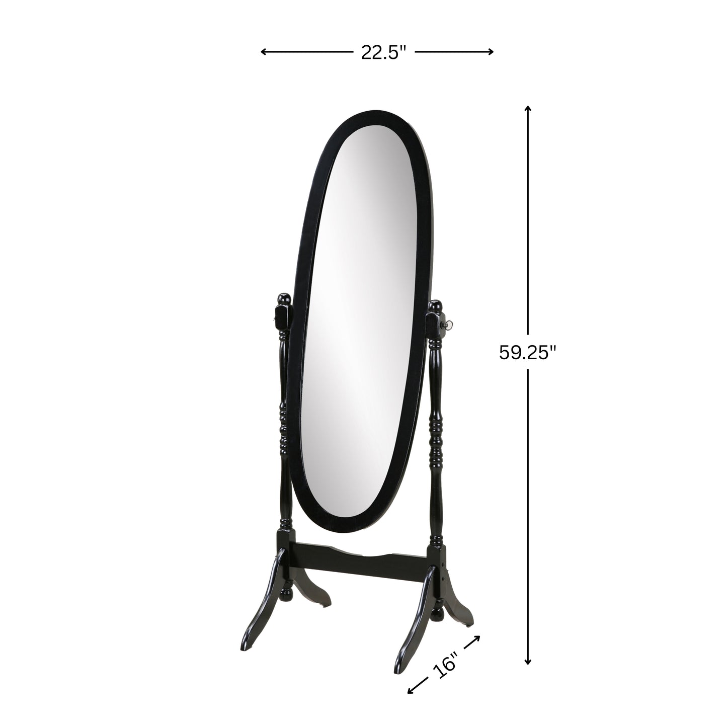 Roundhill Furniture Traditional Queen Anna Style Wood Floor Cheval Mirror