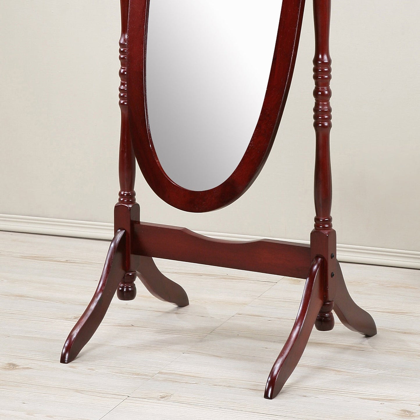 Roundhill Furniture Traditional Queen Anna Style Wood Floor Cheval Mirror