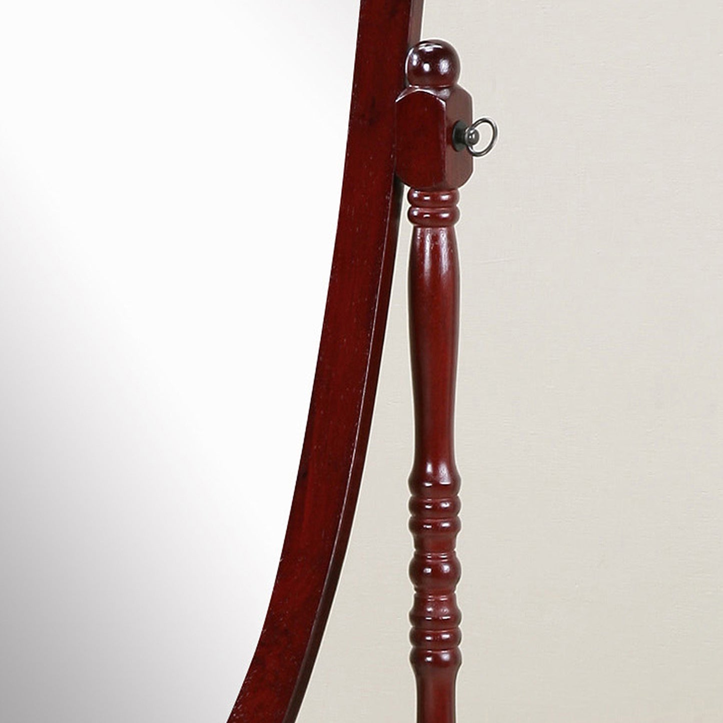 Roundhill Furniture Traditional Queen Anna Style Wood Floor Cheval Mirror, Cherry Finish