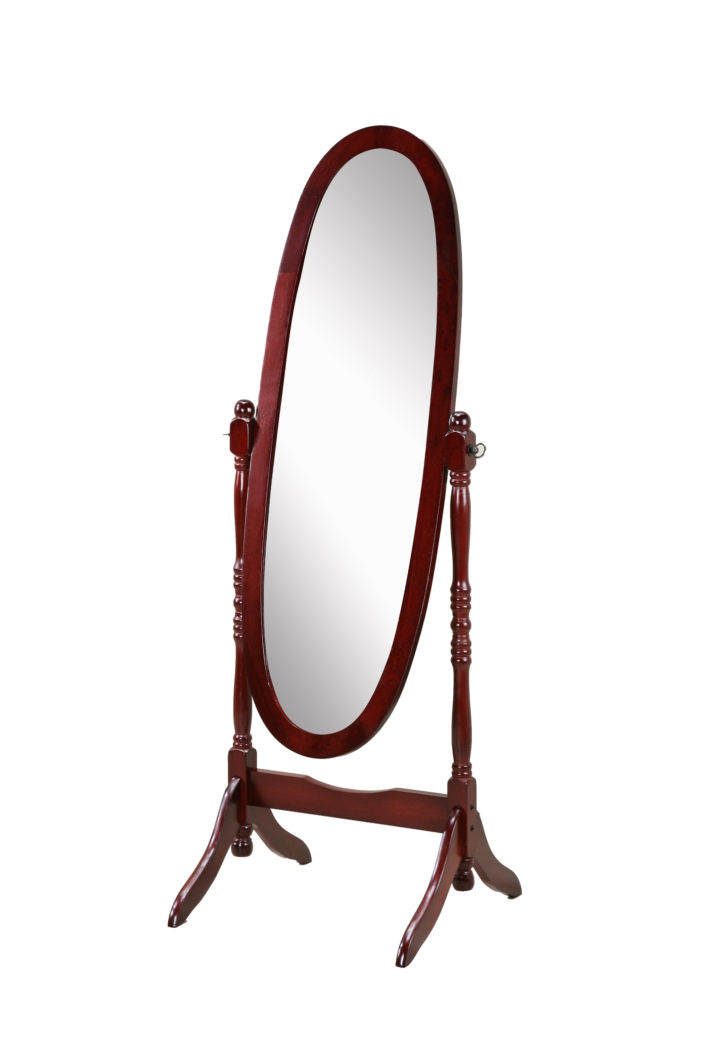 Roundhill Furniture Traditional Queen Anna Style Wood Floor Cheval Mirror, Cherry Finish