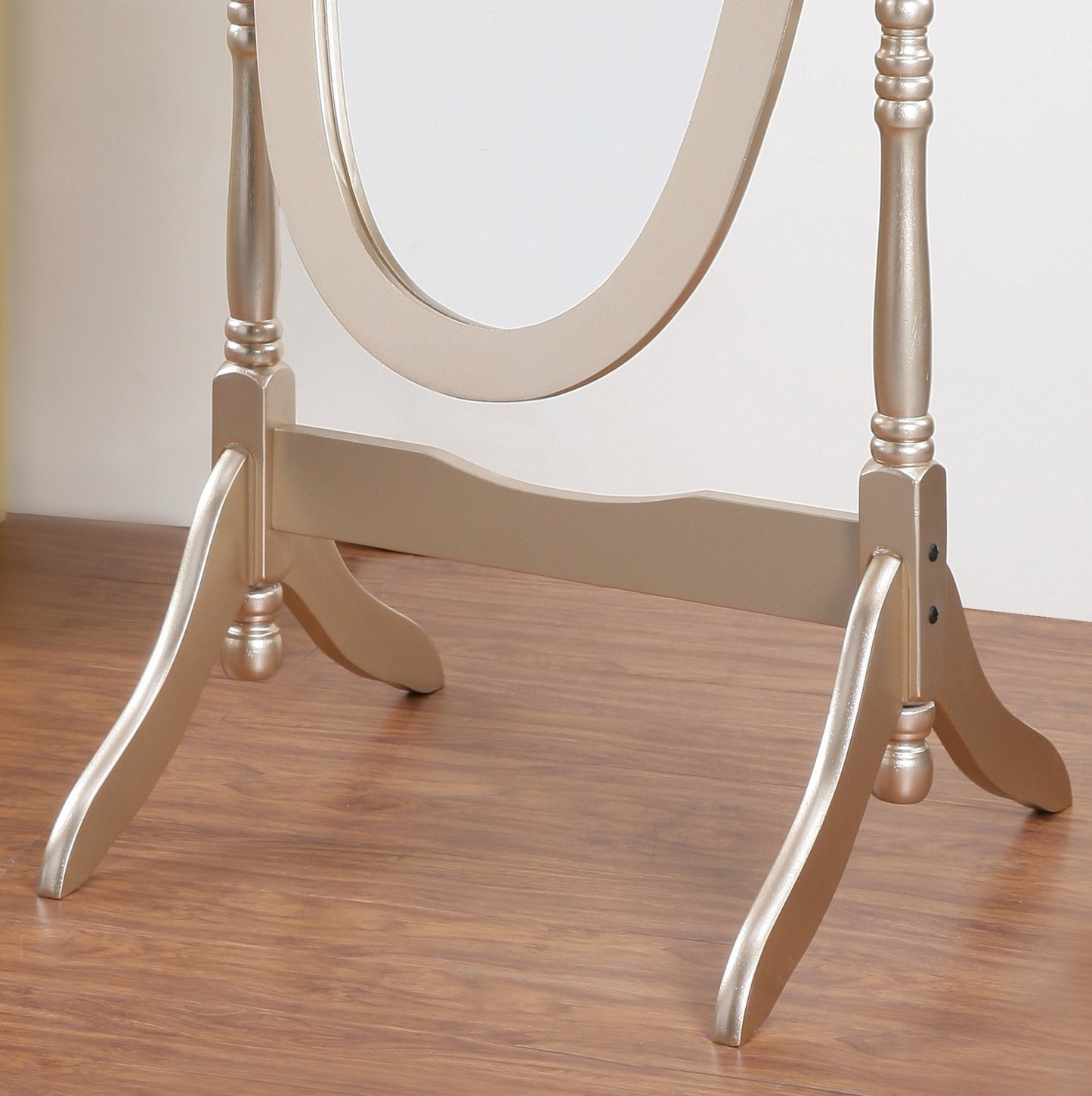 Roundhill Furniture Traditional Queen Anna Style Wood Floor Cheval Mirror, Gold Finish