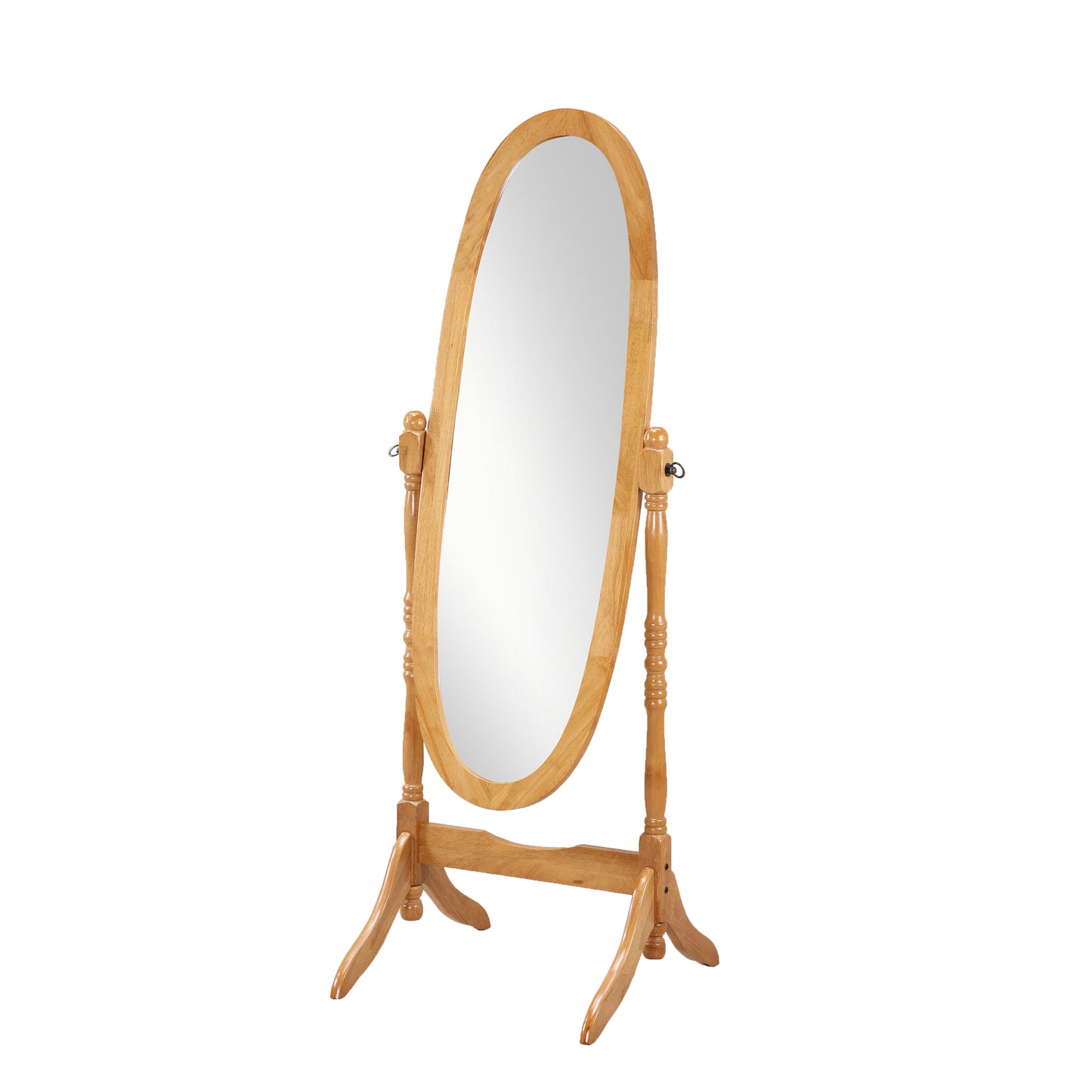 Roundhill Furniture Traditional Queen Anna Style Wood Floor Cheval Mirror, Oak Finish