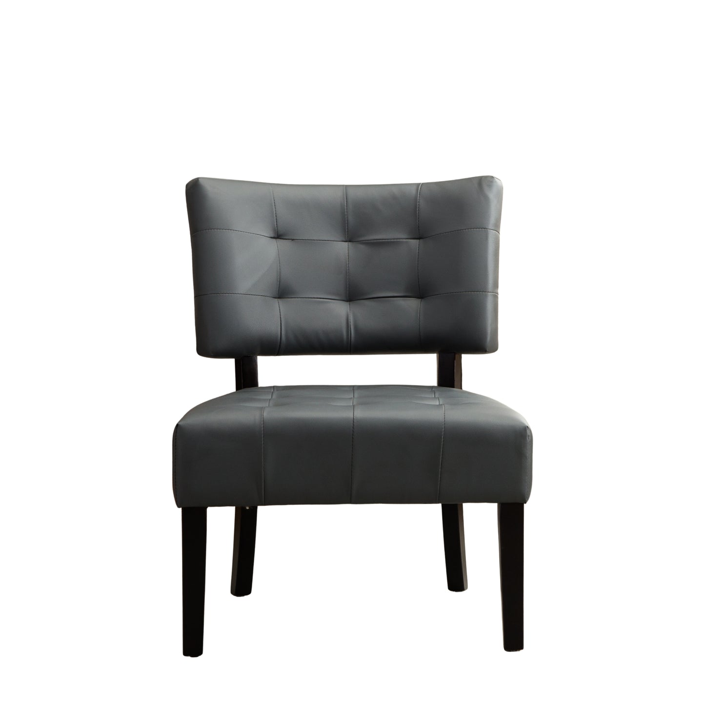 Bally Blended Grey Leather Tufted Accent Chair with Oversized Seating