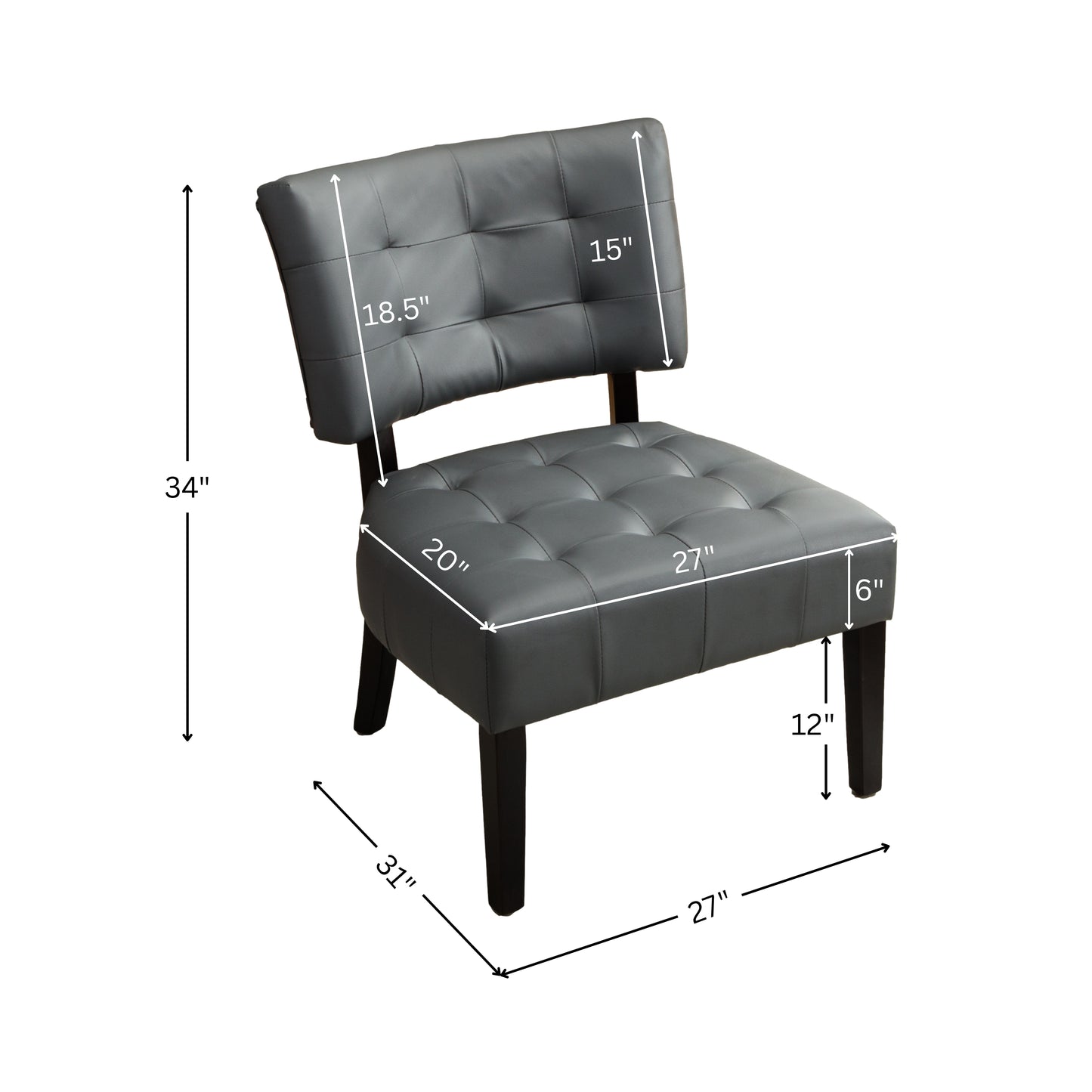 Ivory Blended Leather Tufted Back Accent Chair with Oversized Seating