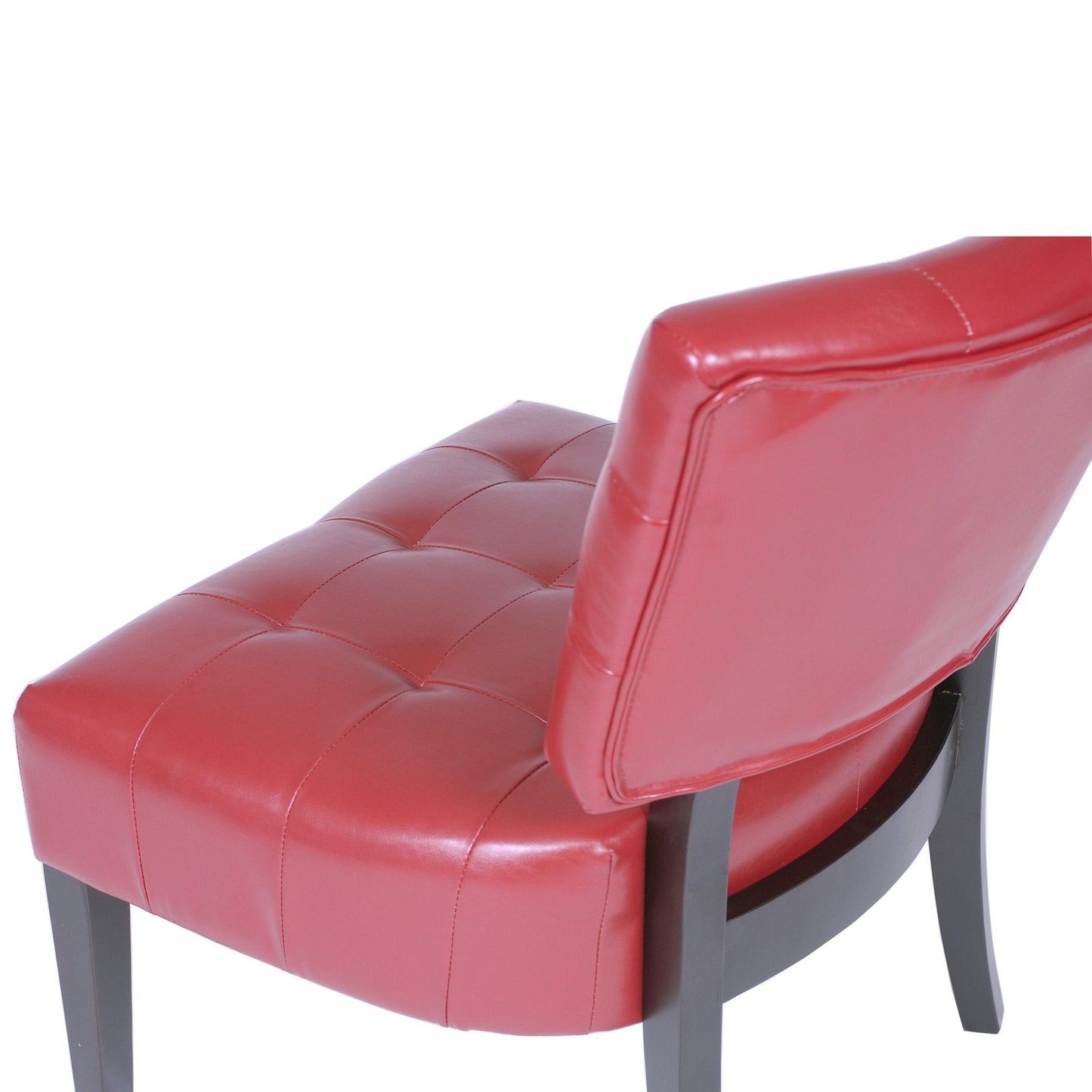 Red Blended Leather Tufted Back Accent Chair with Oversized Seating