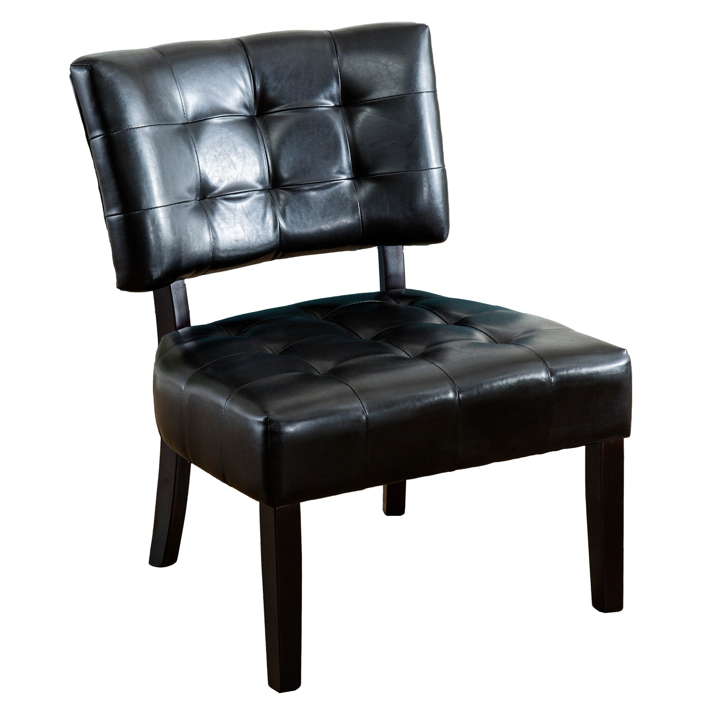 Faux Leather Tufted Accent Chair with Oversized Seating, Black