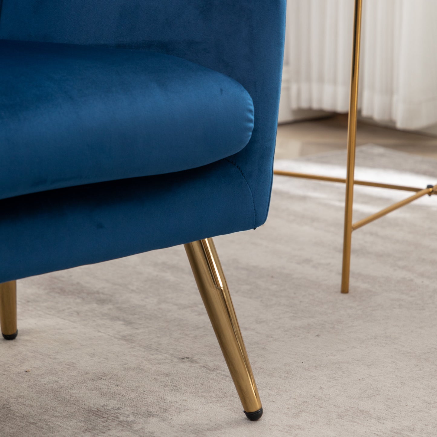 Roundhill Furniture Sovarol Velvet Button-Tufted Wing Back Accent Chair, Blue