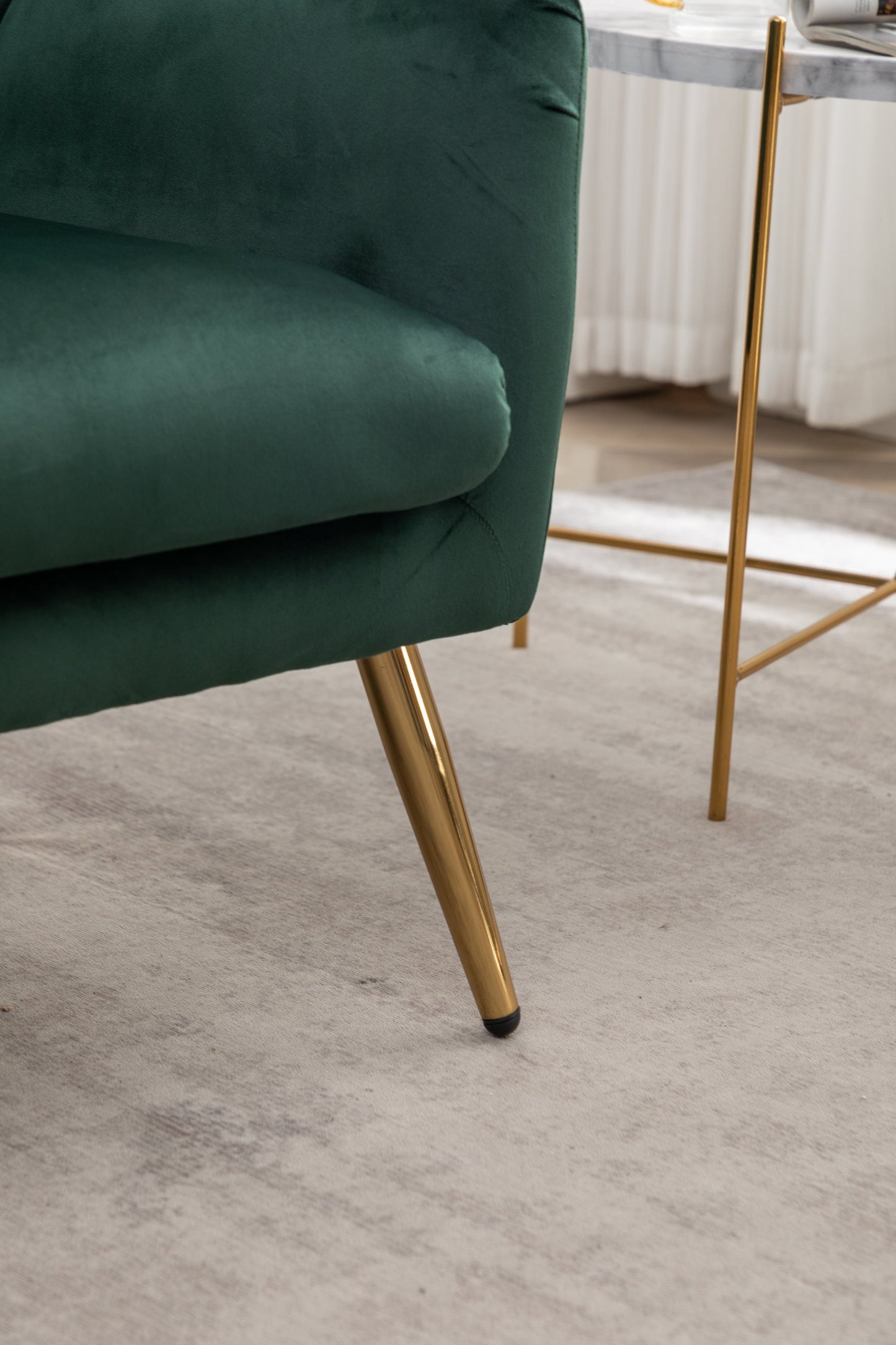 Roundhill Furniture Sovarol Velvet Button-Tufted Wing Back Accent Chair, Green