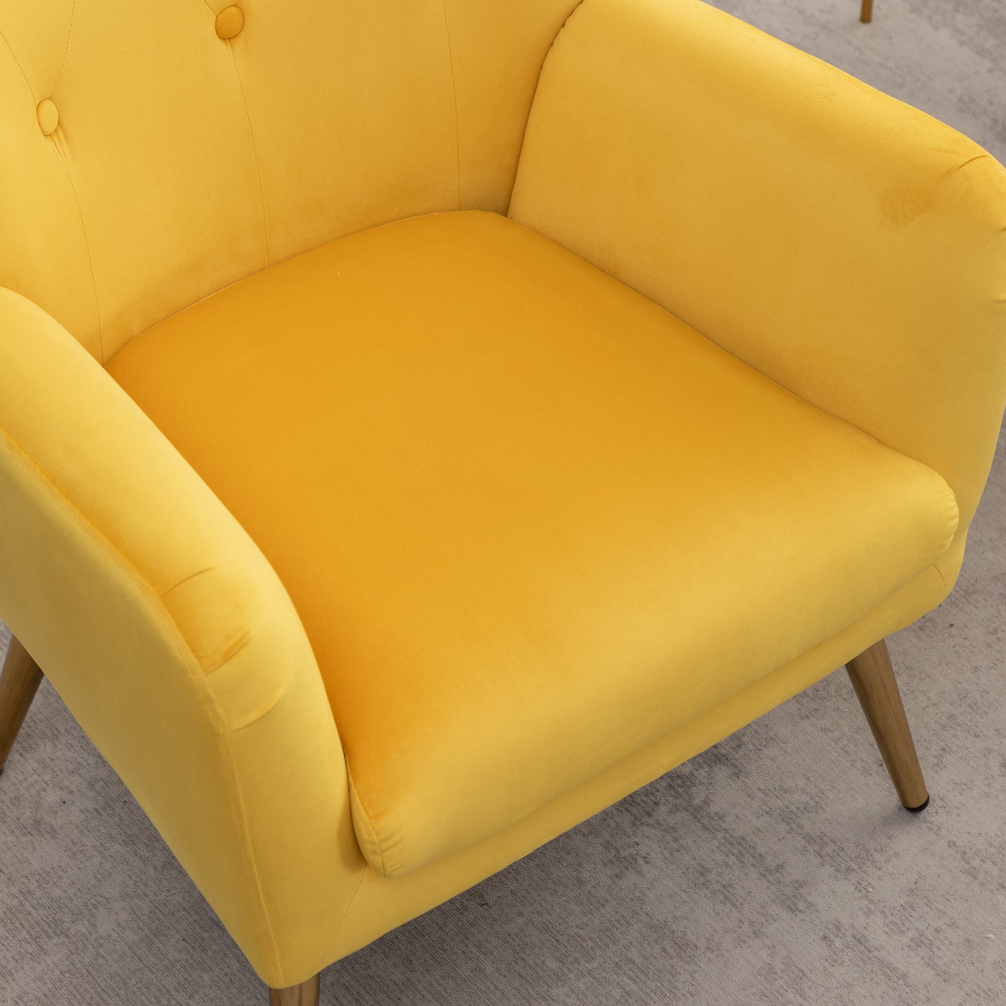 Roundhill Furniture Sovarol Velvet Button-Tufted Wing Back Accent Chair, Yellow