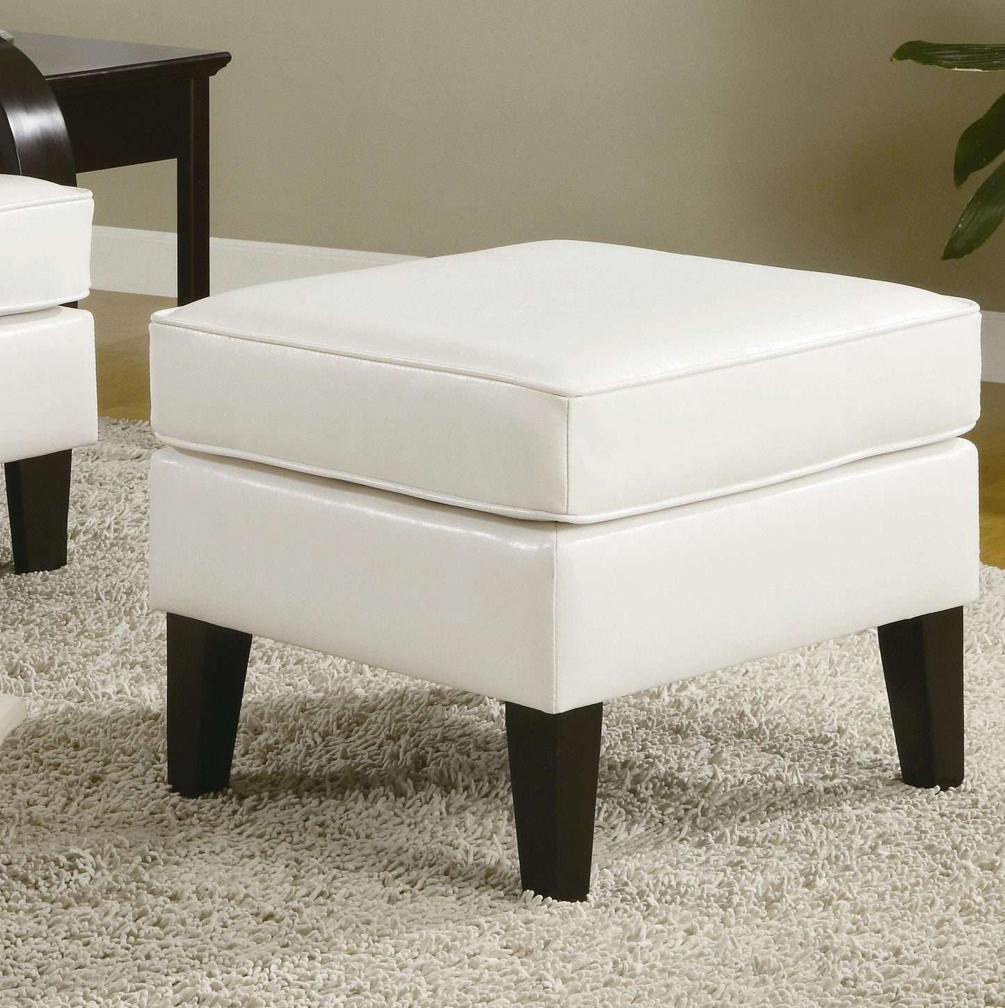 White Bonded Leather Arm Chairs with Ottoman