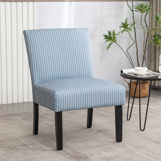 Roundhill Furniture Boten Stripe Upholstered Slipper Accent Chair, Blue