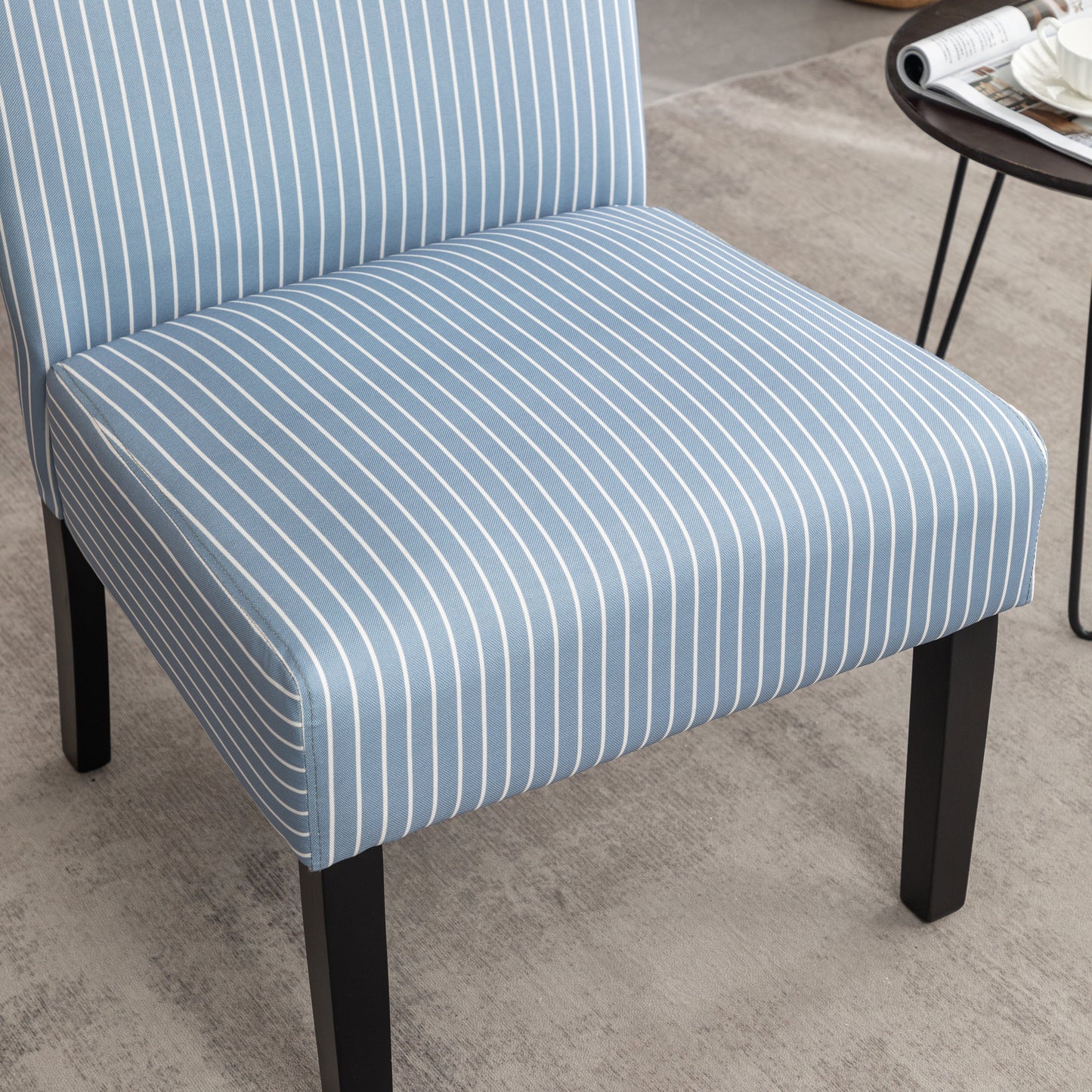 Roundhill Furniture Boten Stripe Upholstered Slipper Accent Chair, Blue