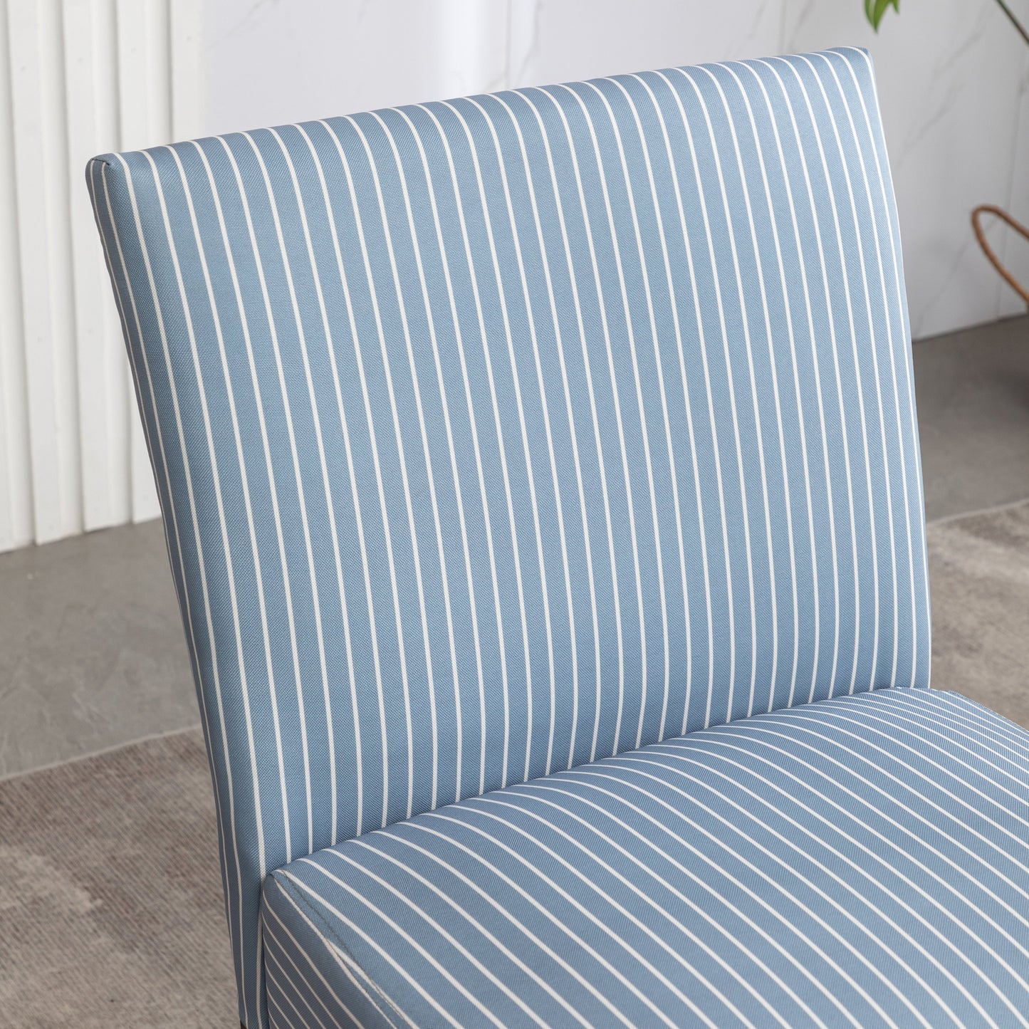 Roundhill Furniture Boten Stripe Upholstered Slipper Accent Chair, Blue