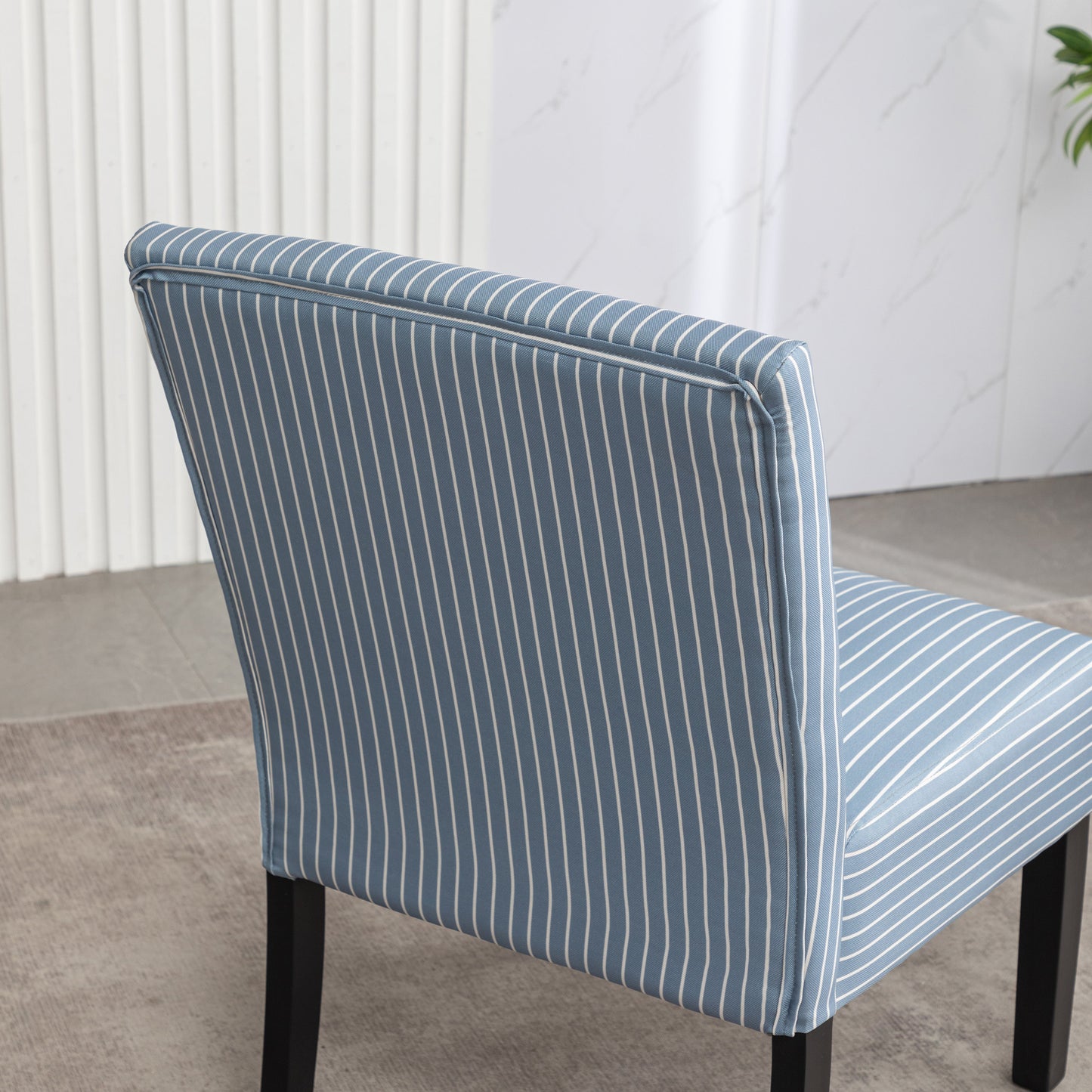 Roundhill Furniture Boten Stripe Upholstered Slipper Accent Chair, Blue